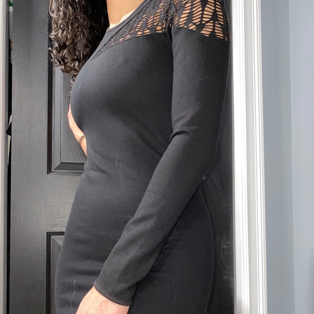 Black One Sleeve Midi Dress